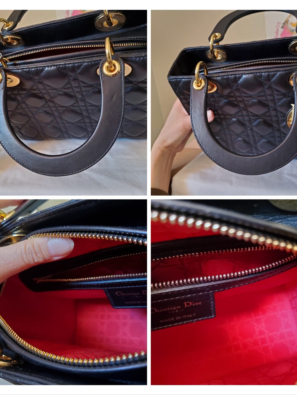 Lady DIOR black Lambskin Gold Hw Medium Bag - Picture 4 of 10